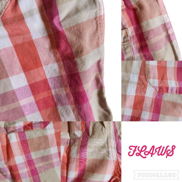 So Pink Orange Plaid Cuffed Adjustable Waist Shorts Sz 16 - Picture 7 of 12